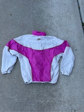 Nike Kids White and Fuchsia Colorblock windbreaker Jacket